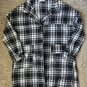 Black and White Plaid Coat